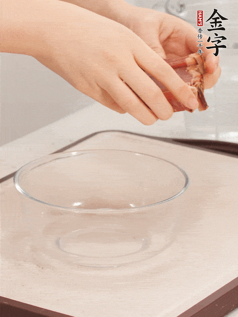 火腿切片、溫水浸泡5分鐘